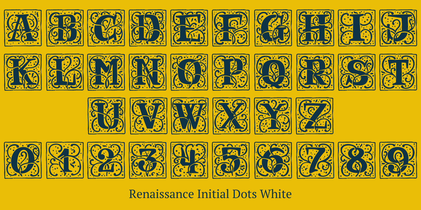 Beispiel einer Renaissance Initial Dots White-Schriftart